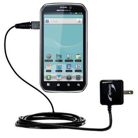 Gomadic Intelligent Compact AC Home Wall Charger suitable for the Motorola Electrify - High output power with a convenient, foldable plug design - Use