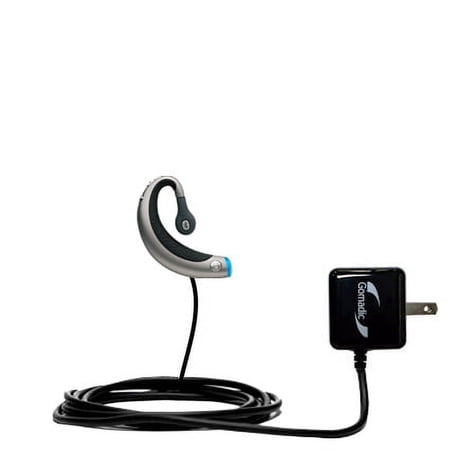 Gomadic Intelligent Compact AC Home Wall Charger suitable for the Motorola H605 - High output power with a convenient, foldable plug design - Uses Tip