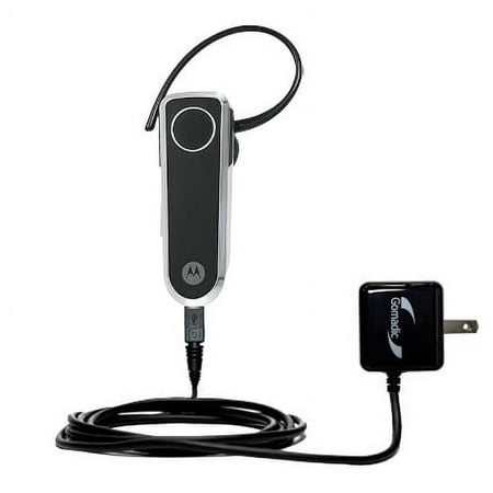 Gomadic Intelligent Compact AC Home Wall Charger suitable for the Motorola H620 - High output power with a convenient, foldable plug design - Uses Tip