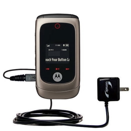 Gomadic Intelligent Compact AC Home Wall Charger suitable for the Motorola MOTO EM330 - High output power with a convenient, foldable plug design - Us
