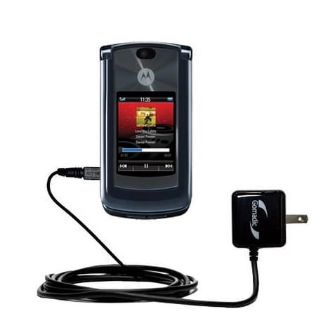 Gomadic Intelligent Compact AC Home Wall Charger suitable for the Motorola MOTORAZR 2 V8 - High output power with a convenient, foldable plug design -