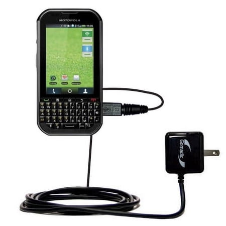 Gomadic Intelligent Compact AC Home Wall Charger suitable for the Motorola TITANIUM - High output power with a convenient, foldable plug design - Uses