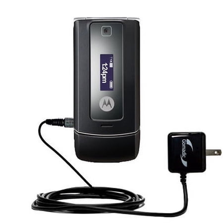 Gomadic Intelligent Compact AC Home Wall Charger suitable for the Motorola W385 - High output power with a convenient, foldable plug design - Uses Tip