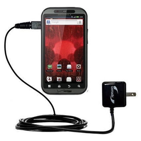 Gomadic Intelligent Compact AC Home Wall Charger suitable for the Motorola XT865 - High output power with a convenient, foldable plug design - Uses Ti