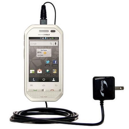 Gomadic Intelligent Compact AC Home Wall Charger suitable for the Motorola i867 - High output power with a convenient, foldable plug design - Uses Tip
