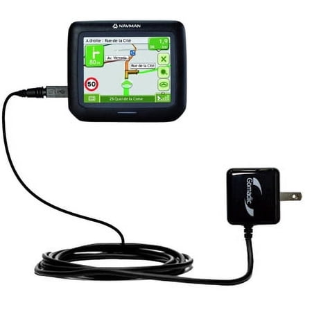 Gomadic Intelligent Compact AC Home Wall Charger suitable for the Navman F15 - High output power with a convenient, foldable plug design - Uses TipExc