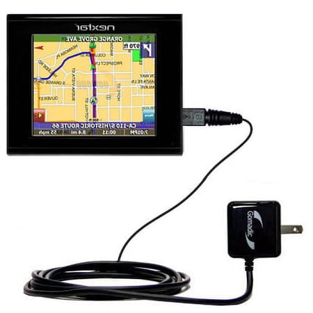 Gomadic Intelligent Compact AC Home Wall Charger suitable for the Nextar M3 GPS - High output power with a convenient, foldable plug design - Uses Tip