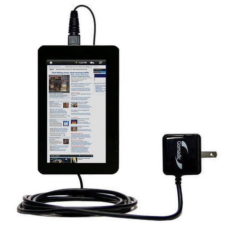 Gomadic Intelligent Compact AC Home Wall Charger suitable for the Nextbook Next5 - High output power with a convenient, foldable plug design - Uses Ti