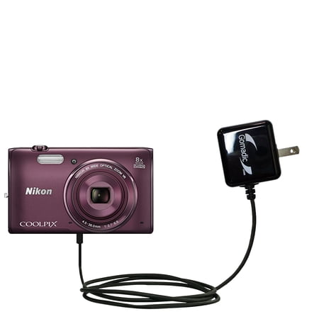 Gomadic Intelligent Compact AC Home Wall Charger suitable for the Nikon Coolpix S5300 - High output power with a convenient, foldable plug design - Us