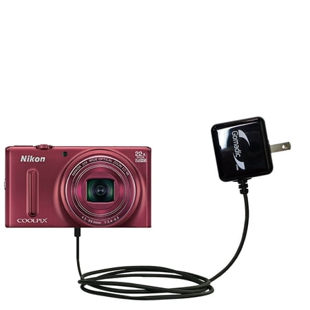 Gomadic Intelligent Compact AC Home Wall Charger suitable for the Nikon Coolpix S9600 - High output power with a convenient, foldable plug design - Us