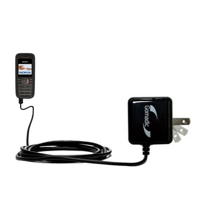 Gomadic Intelligent Compact AC Home Wall Charger suitable for the Nokia 1208 - High output power with a convenient, foldable plug design - Uses TipExc