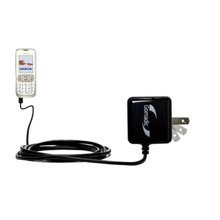 Gomadic Intelligent Compact AC Home Wall Charger suitable for the Nokia 2630 2660 2680 - High output power with a convenient, foldable plug design - U