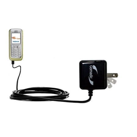 Gomadic Intelligent Compact AC Home Wall Charger suitable for the Nokia 6070 6085 6086 - High output power with a convenient, foldable plug design - U