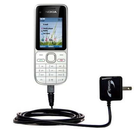 Gomadic Intelligent Compact AC Home Wall Charger suitable for the Nokia C2-01 - High output power with a convenient, foldable plug design - Uses TipEx