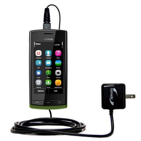 Gomadic Intelligent Compact AC Home Wall Charger suitable for the Nokia Fate - High output power with a convenient, foldable plug design - Uses TipExc