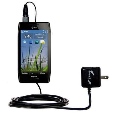 Gomadic Intelligent Compact AC Home Wall Charger suitable for the Nokia X7-00 - High output power with a convenient, foldable plug design - Uses TipEx