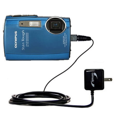 Gomadic Intelligent Compact AC Home Wall Charger suitable for the Olympus Stylus TOUGH 3000 - High output power with a convenient, foldable plug desig