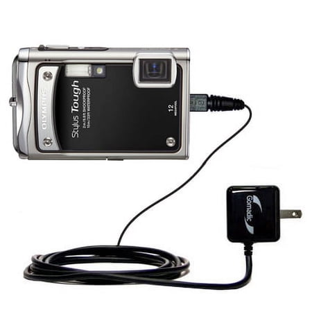 Gomadic Intelligent Compact AC Home Wall Charger suitable for the Olympus Stylus TOUGH 6020 - High output power with a convenient, foldable plug desig