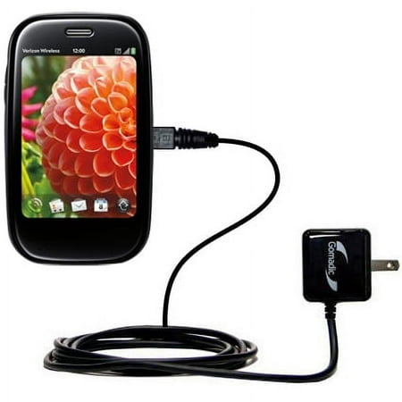 Gomadic Intelligent Compact AC Home Wall Charger suitable for the Palm Pre 2 - High output power with a convenient, foldable plug design - Uses TipExc