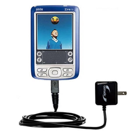 Gomadic Intelligent Compact AC Home Wall Charger suitable for the Palm palm Zire 72 - High output power with a convenient, foldable plug design - Uses