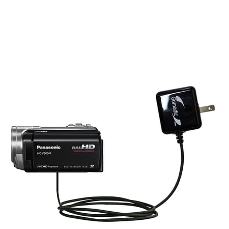 Gomadic Intelligent Compact AC Home Wall Charger suitable for the Panasonic HC-V500 - High output power with a convenient, foldable plug design - Uses