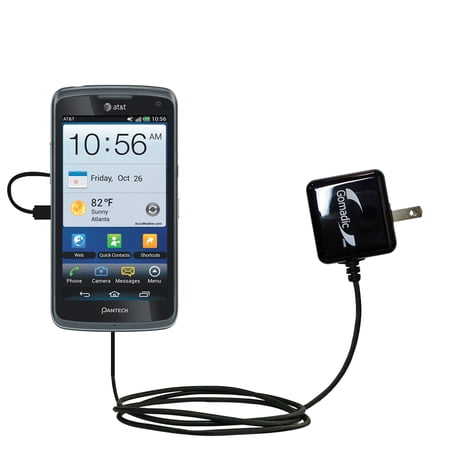 Gomadic Intelligent Compact AC Home Wall Charger suitable for the Pantech Flex - High output power with a convenient, foldable plug design - Uses TipE