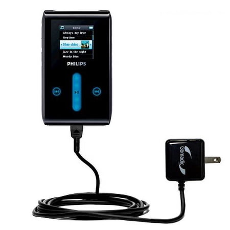 Gomadic Intelligent Compact AC Home Wall Charger suitable for the Philips GoGear HDD1620 - High output power with a convenient, foldable plug design -