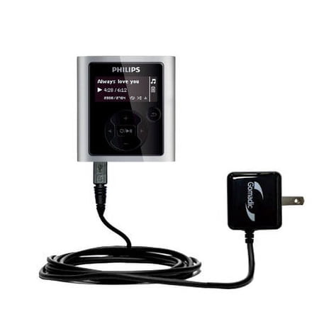 Gomadic Intelligent Compact AC Home Wall Charger suitable for the Philips GoGear RaGa - High output power with a convenient, foldable plug design - Us