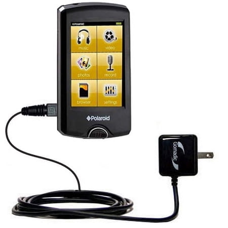 Gomadic Intelligent Compact AC Home Wall Charger suitable for the Polaroid PMP500-4 - High output power with a convenient, foldable plug design - Uses