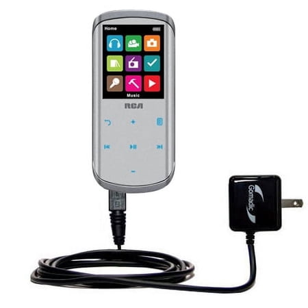 Gomadic Intelligent Compact AC Home Wall Charger suitable for the RCA M4604 M4608 Lyra - High output power with a convenient, foldable plug design - U