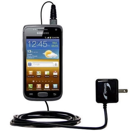 Gomadic Intelligent Compact AC Home Wall Charger suitable for the Samsung Ancora - High output power with a convenient, foldable plug design - Uses Ti