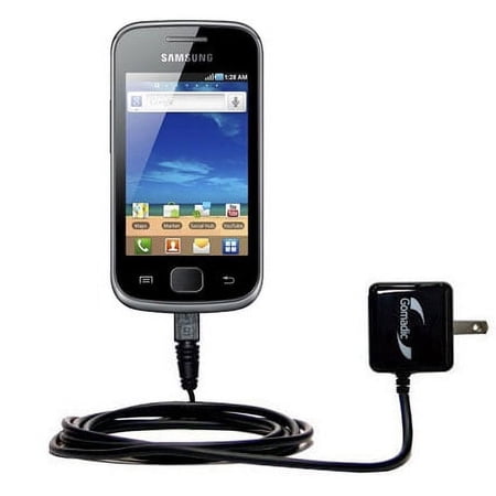 Gomadic Intelligent Compact AC Home Wall Charger suitable for the Samsung Galaxy Gio - High output power with a convenient, foldable plug design - Use