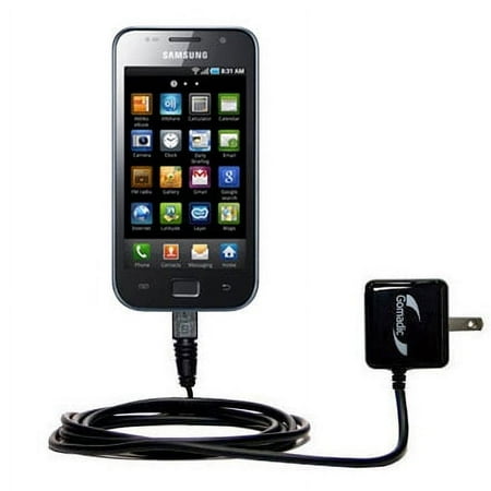 Gomadic Intelligent Compact AC Home Wall Charger suitable for the Samsung Galaxy SL - High output power with a convenient, foldable plug design - Uses
