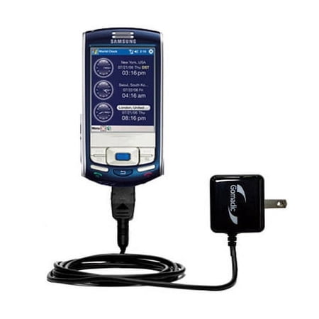 Gomadic Intelligent Compact AC Home Wall Charger suitable for the Samsung IP-830w - High output power with a convenient, foldable plug design - Uses T
