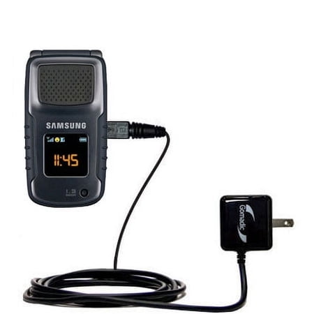 Gomadic Intelligent Compact AC Home Wall Charger suitable for the Samsung Rugby II III - High output power with a convenient, foldable plug design - U