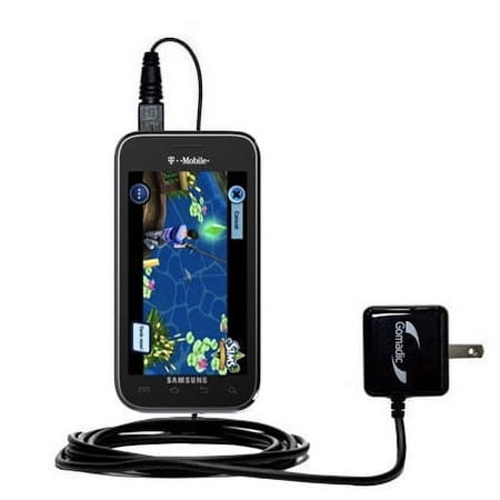 Gomadic Intelligent Compact AC Home Wall Charger suitable for the Samsung Vibrant Plus - High output power with a convenient, foldable plug design - U