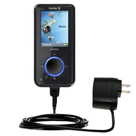 Gomadic Intelligent Compact AC Home Wall Charger suitable for the Sandisk Sansa E270 - High output power with a convenient, foldable plug design - Use