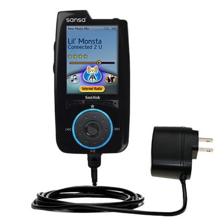 Gomadic Intelligent Compact AC Home Wall Charger suitable for the Sandisk Sansa View - High output power with a convenient, foldable plug design - Use