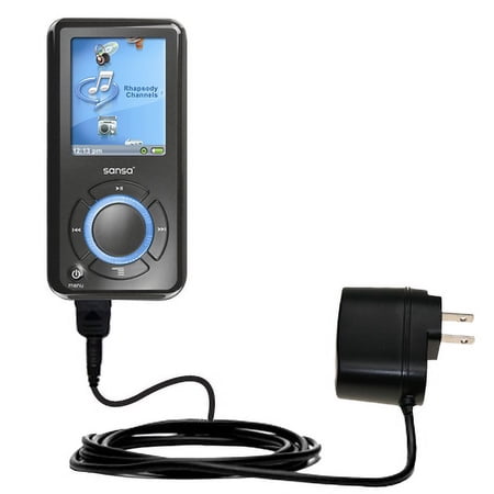 Gomadic Intelligent Compact AC Home Wall Charger suitable for the Sandisk Sansa e200R Rhapsody - High output power with a convenient, foldable plug de