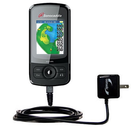 Gomadic Intelligent Compact AC Home Wall Charger suitable for the Sonocaddie v300 Plus GPS - High output power with a convenient, foldable plug design