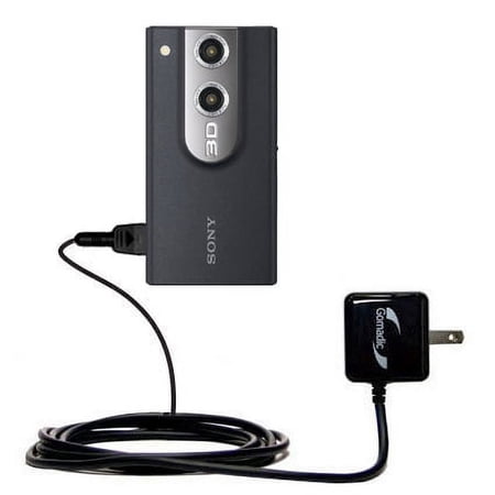 Gomadic Intelligent Compact AC Home Wall Charger suitable for the Sony Bloggie 3D - High output power with a convenient, foldable plug design - Uses T