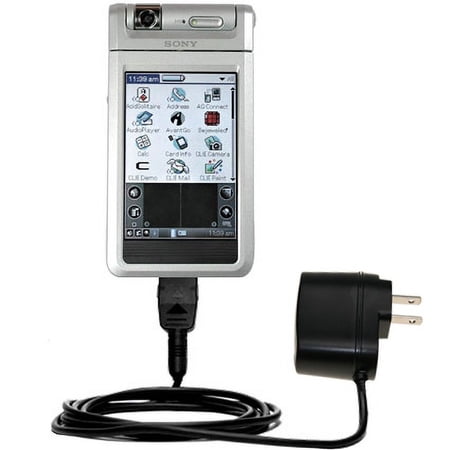 Gomadic Intelligent Compact AC Home Wall Charger suitable for the Sony Clie NR70V - High output power with a convenient, foldable plug design - Uses T