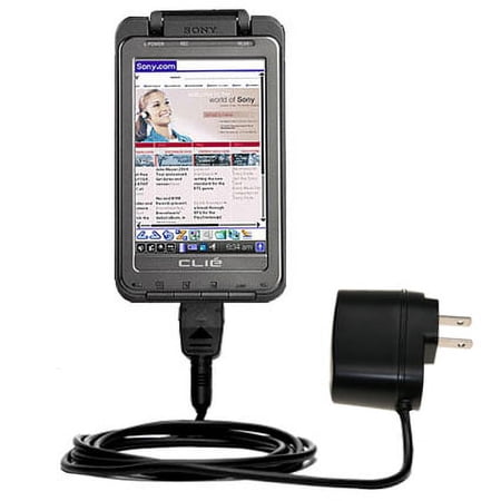 Gomadic Intelligent Compact AC Home Wall Charger suitable for the Sony Clie TH55 - High output power with a convenient, foldable plug design - Uses Ti