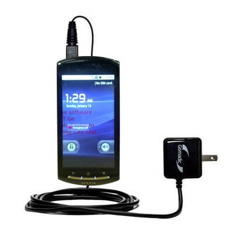 Gomadic Intelligent Compact AC Home Wall Charger suitable for the Sony Ericsson Hallon - High output power with a convenient, foldable plug design - U