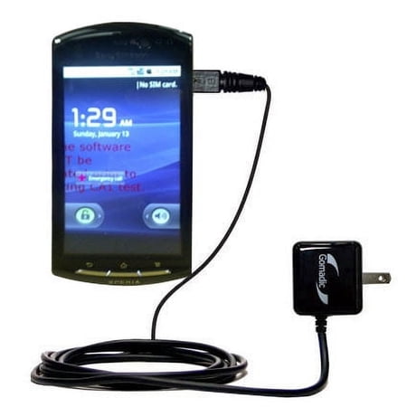 Gomadic Intelligent Compact AC Home Wall Charger suitable for the Sony Ericsson LT15i - High output power with a convenient, foldable plug design - Us