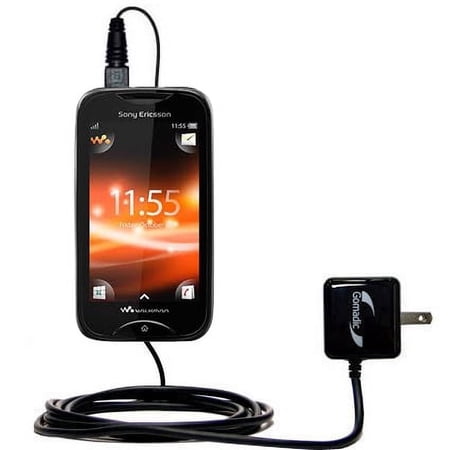 Gomadic Intelligent Compact AC Home Wall Charger suitable for the Sony Ericsson Mix Walkman - High output power with a convenient, foldable plug desig
