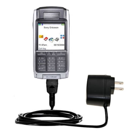 Gomadic Intelligent Compact AC Home Wall Charger suitable for the Sony Ericsson P910a - High output power with a convenient, foldable plug design - Us