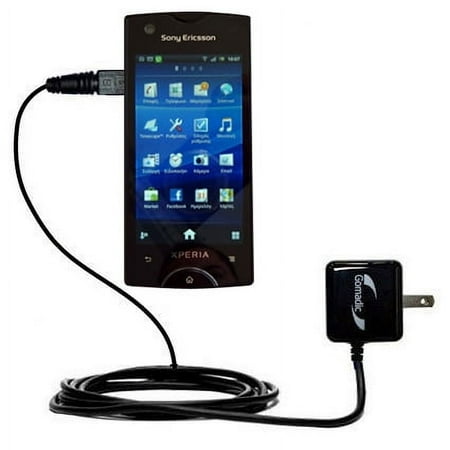 Gomadic Intelligent Compact AC Home Wall Charger suitable for the Sony Ericsson Urushi - High output power with a convenient, foldable plug design - U