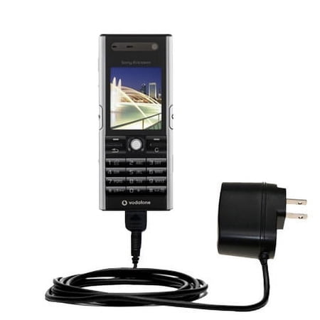 Gomadic Intelligent Compact AC Home Wall Charger suitable for the Sony Ericsson V600i - High output power with a convenient, foldable plug design - Us