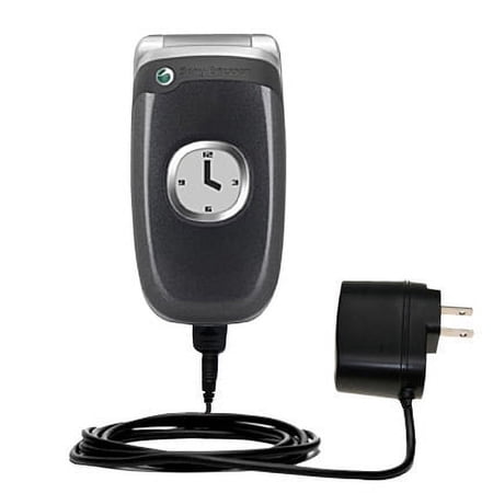 Gomadic Intelligent Compact AC Home Wall Charger suitable for the Sony Ericsson Z300a - High output power with a convenient, foldable plug design - Us
